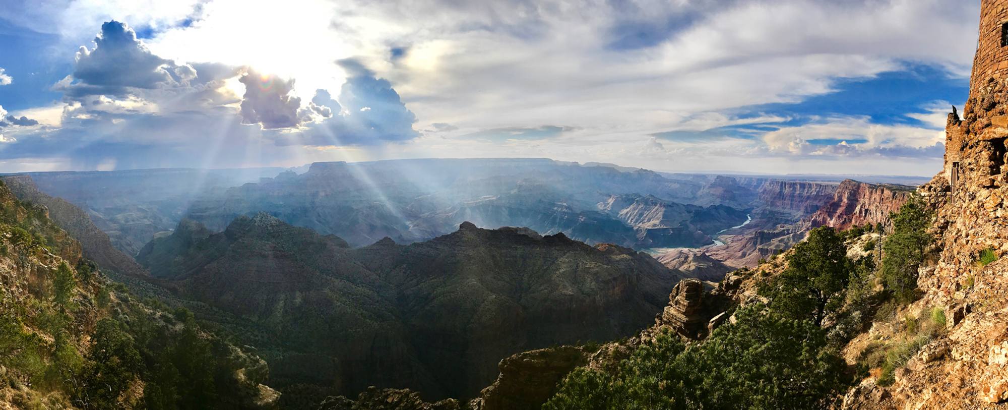 Grand Canyon Desert View Watchtower Sun Rays