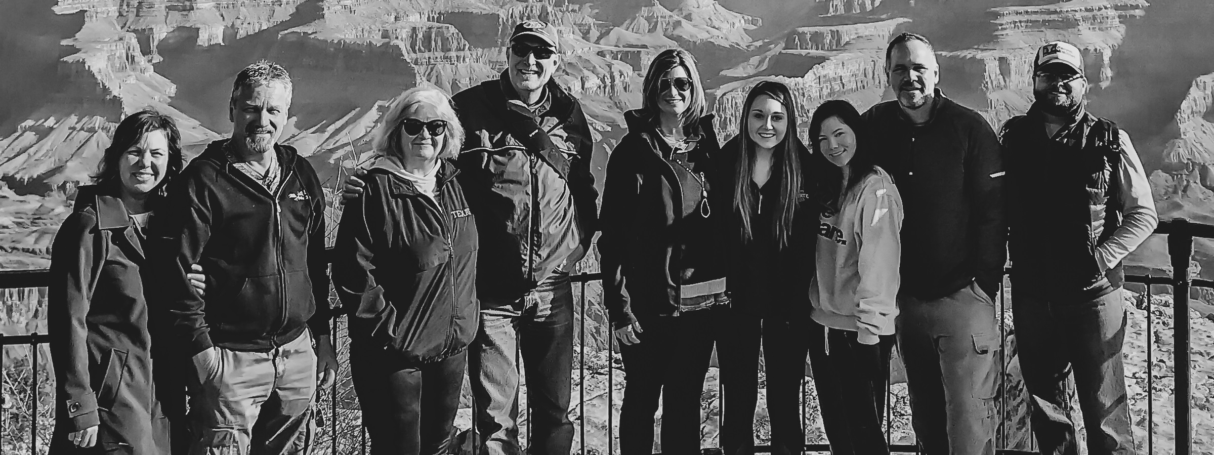 Nate Loper with group near Mather Point Banner-2