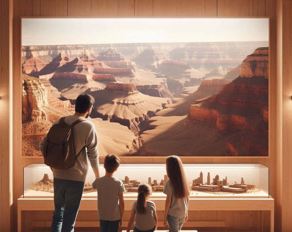 Family looking at the Grand Canyon in the Southwest Creation Museum