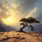 Juniper Tree on Rim of Canyon illustration