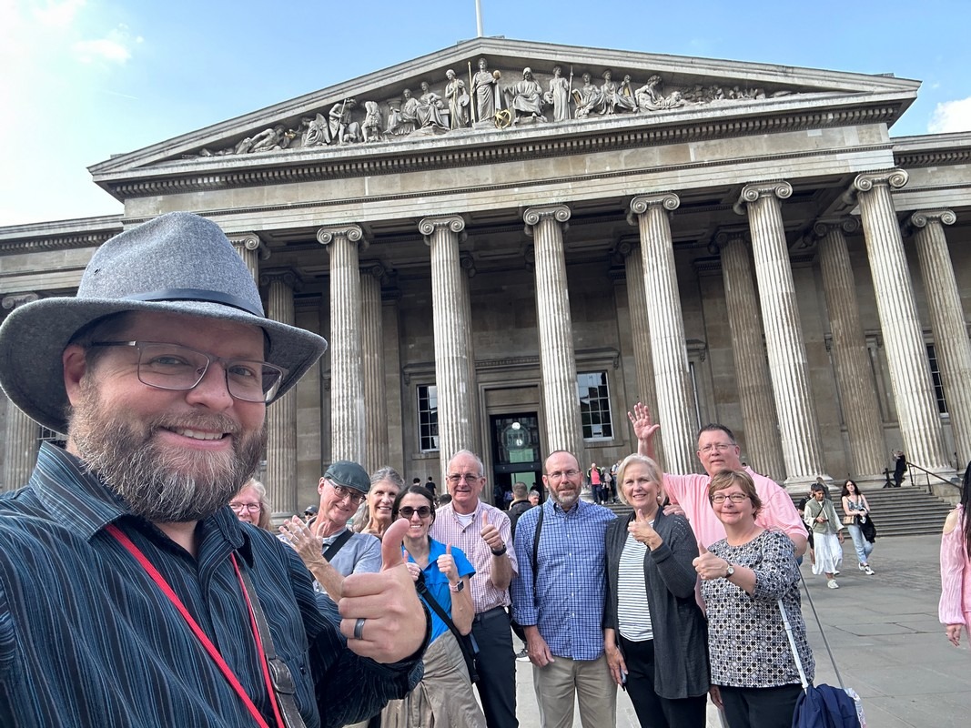 Nate Loper at the British Museum on the London Christian Tour