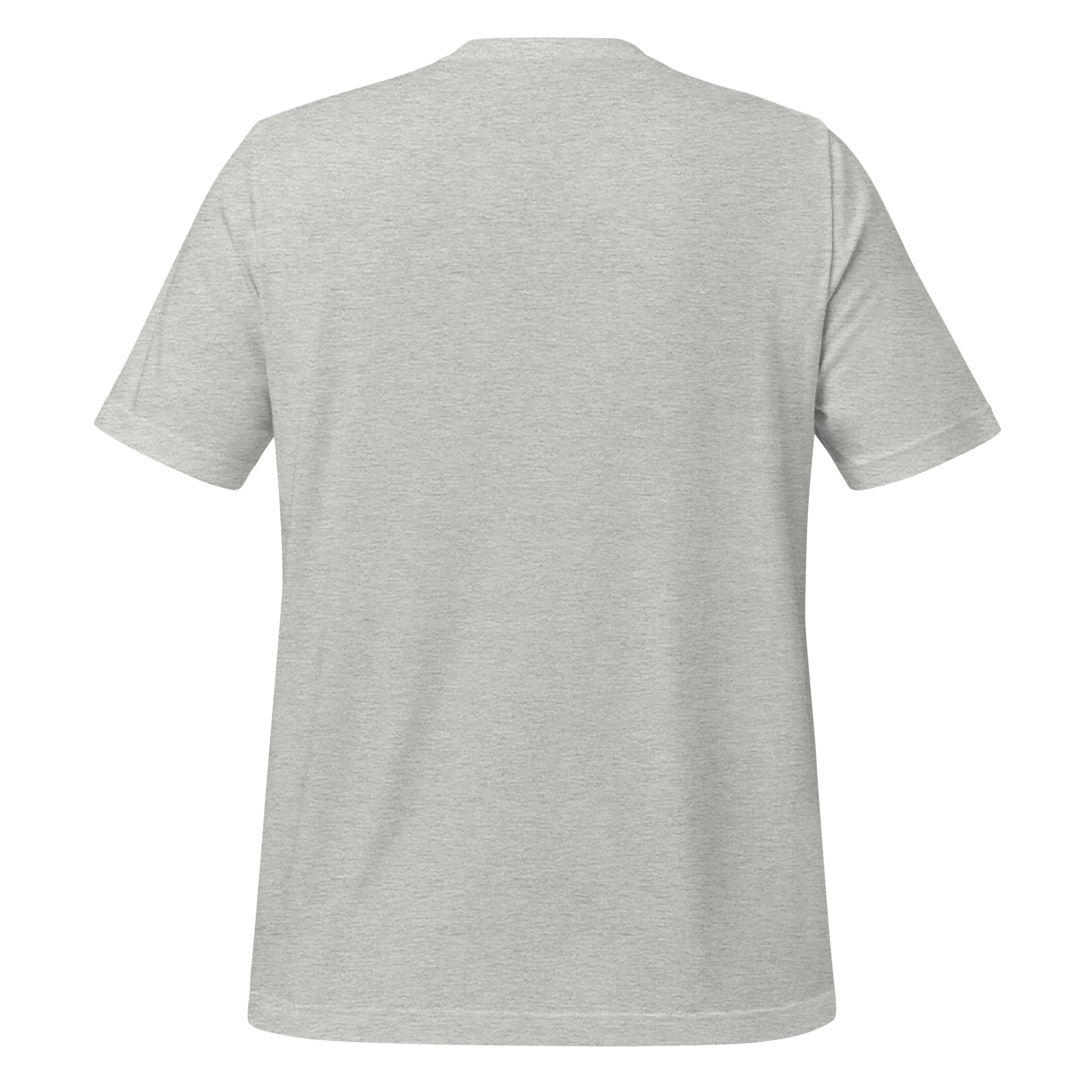 unisex-staple-t-shirt-athletic-heather-back-6834f5e28977b.jpg Back view of a plain, light gray short-sleeve t-shirt on a white background—ideal for fans of the Vintage Canyon Ministries Rim Painting.